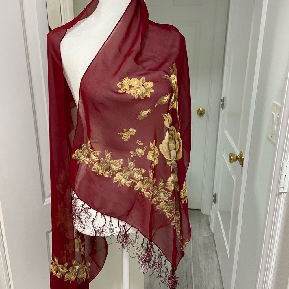 Elegant Floral Sheer Scarf/Shawl